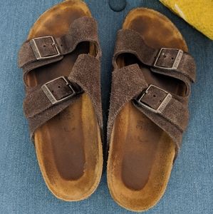Gray velvet Birkenstocks size 36/6-7